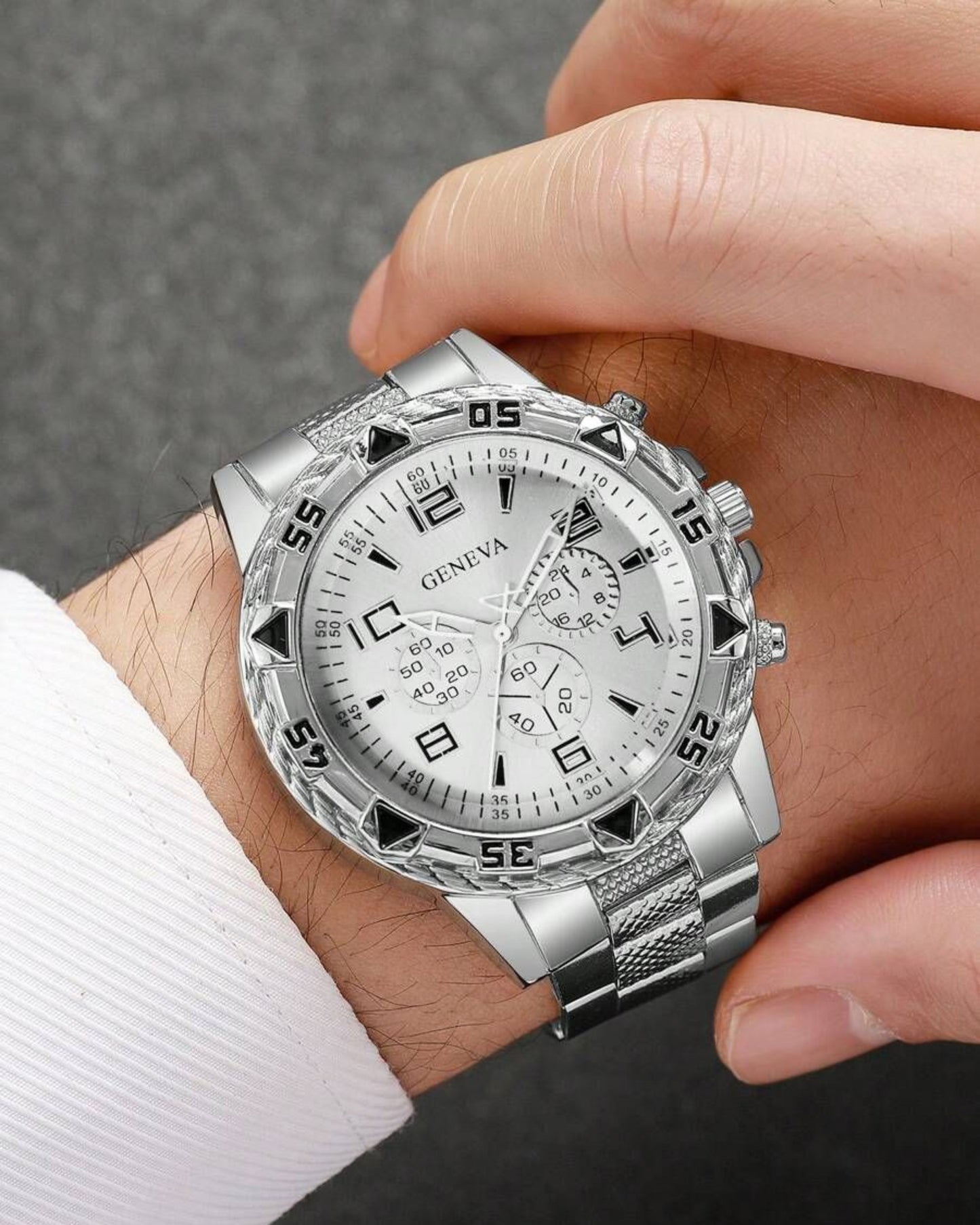 Men's Silver Chronograph Quartz Watch