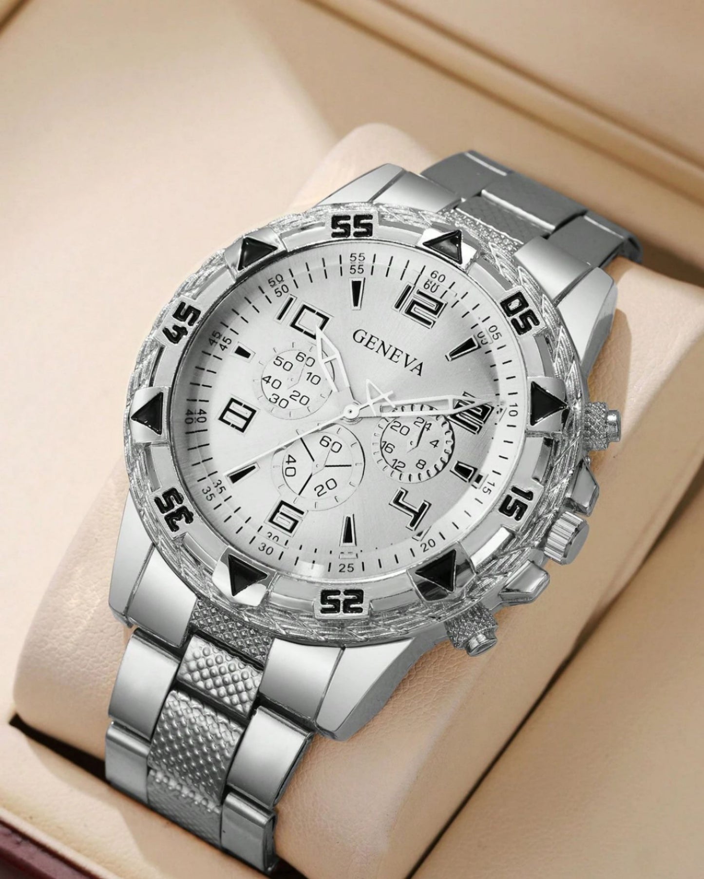 Men's Silver Chronograph Quartz Watch