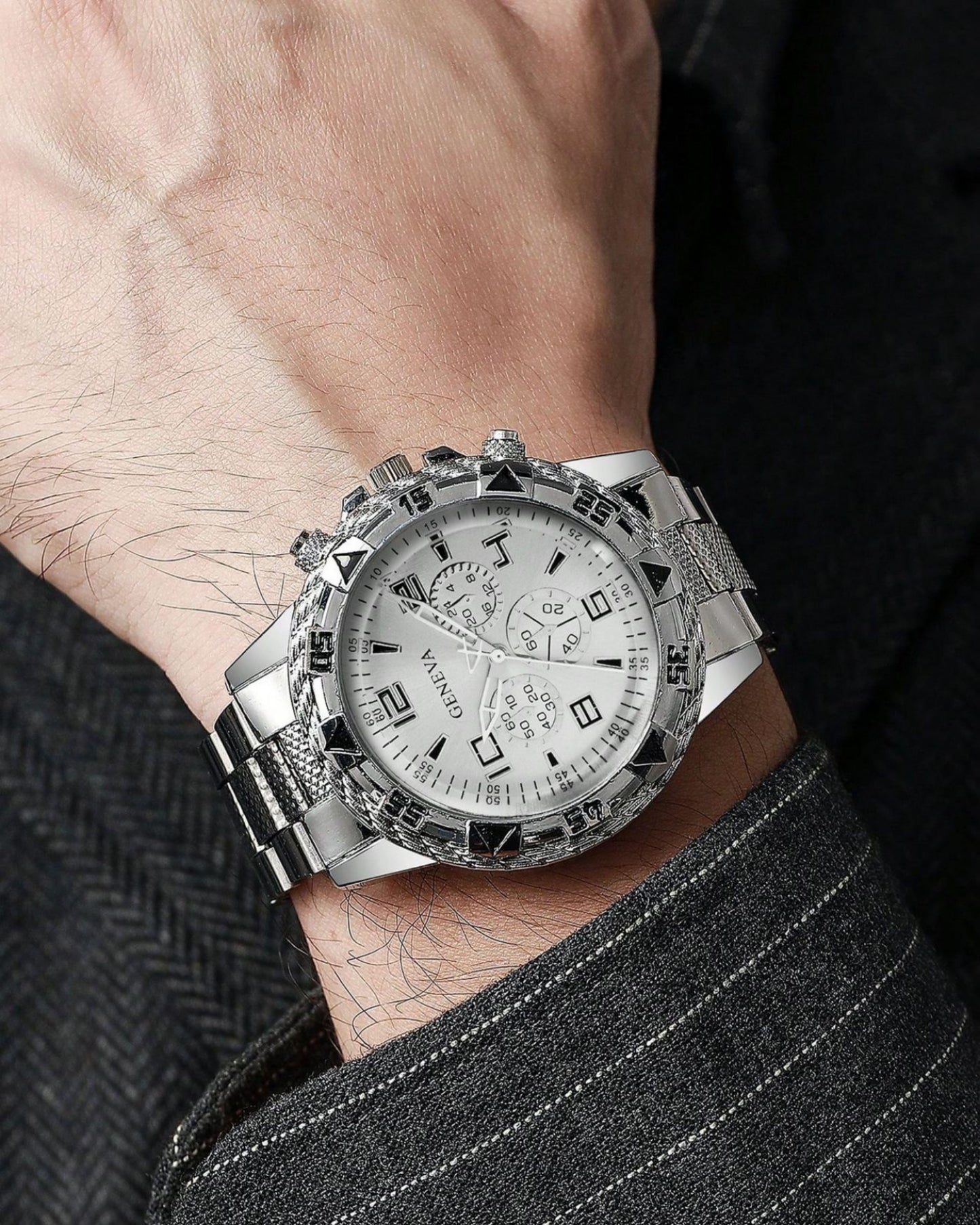 Men's Silver Chronograph Quartz Watch