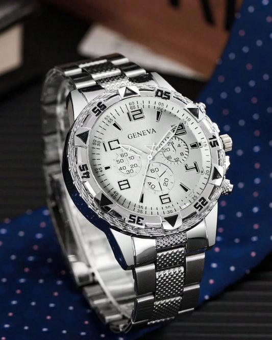 Men's Silver Chronograph Quartz Watch