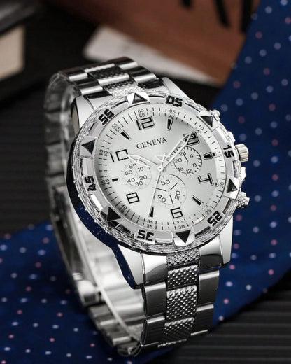 Men's Silver Chronograph Quartz Watch