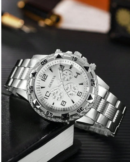 Men's Silver Chronograph Quartz Watch